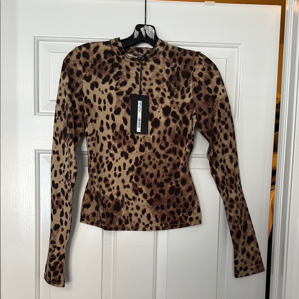SkimsXDolce Gabbana New w/Tags Tan and Brown Fitted Top with Leopard Print